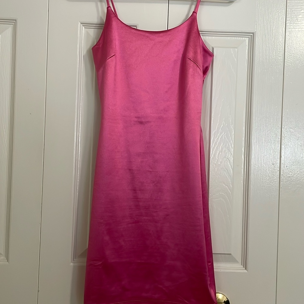 Pink satin barbiecore mini dress